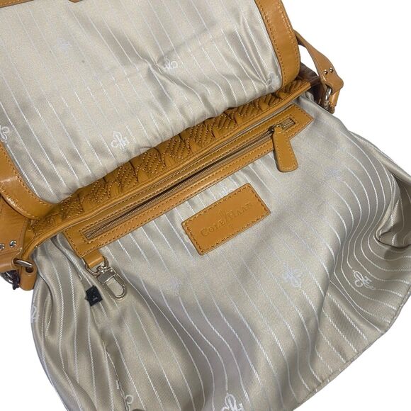 Cole Haan Jenna Brown Genuine Leather Quilted Handbag Shoulder Bag Satchel $398 - Picture 8 of 15